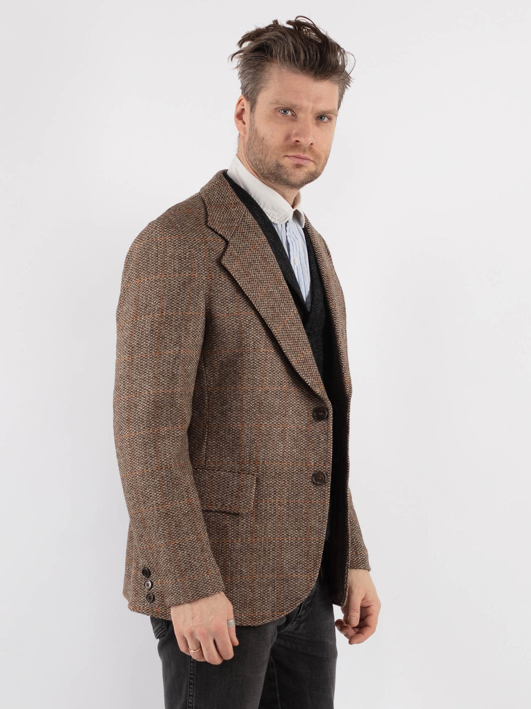 Vintage 70's Men Wool Blazer Jacket in Beige - NorthernGrip