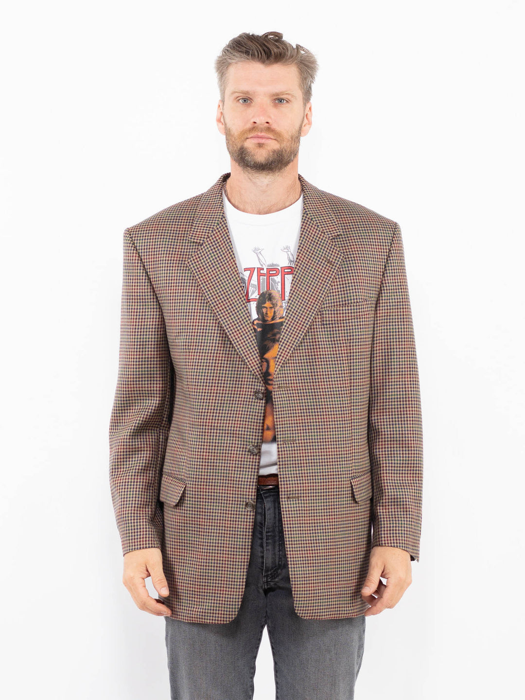 Vintage 70's Men Wool Blazer Jacket in MultiZ2320