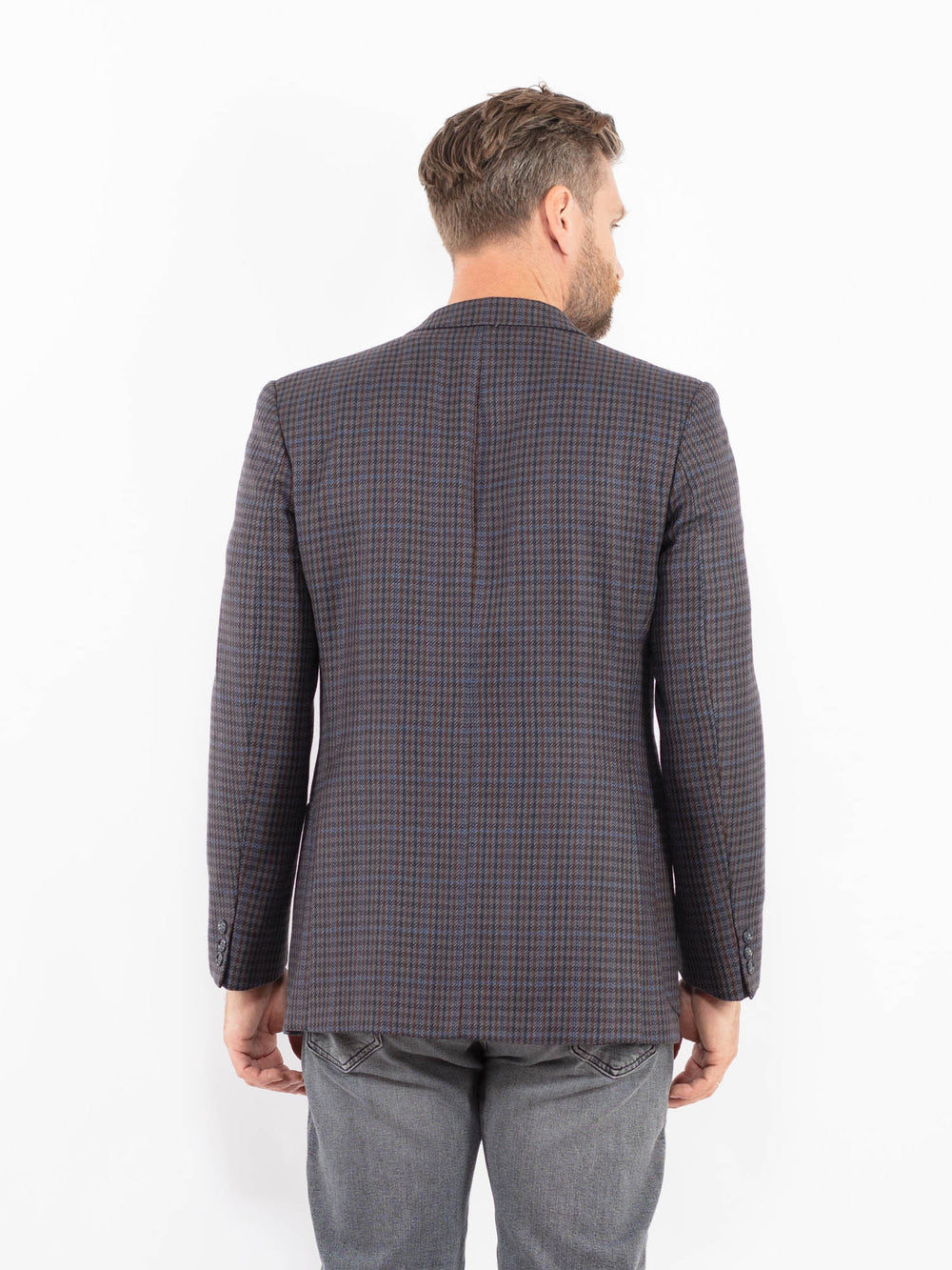 Vintage 70's Men Wool Blend Blazer Jacket in GrayZ2334