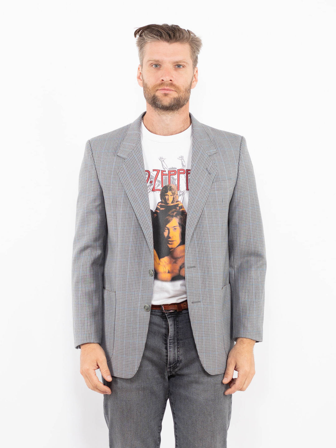 Vintage 70's Men Wool Blend Blazer Jacket in GrayZ2336