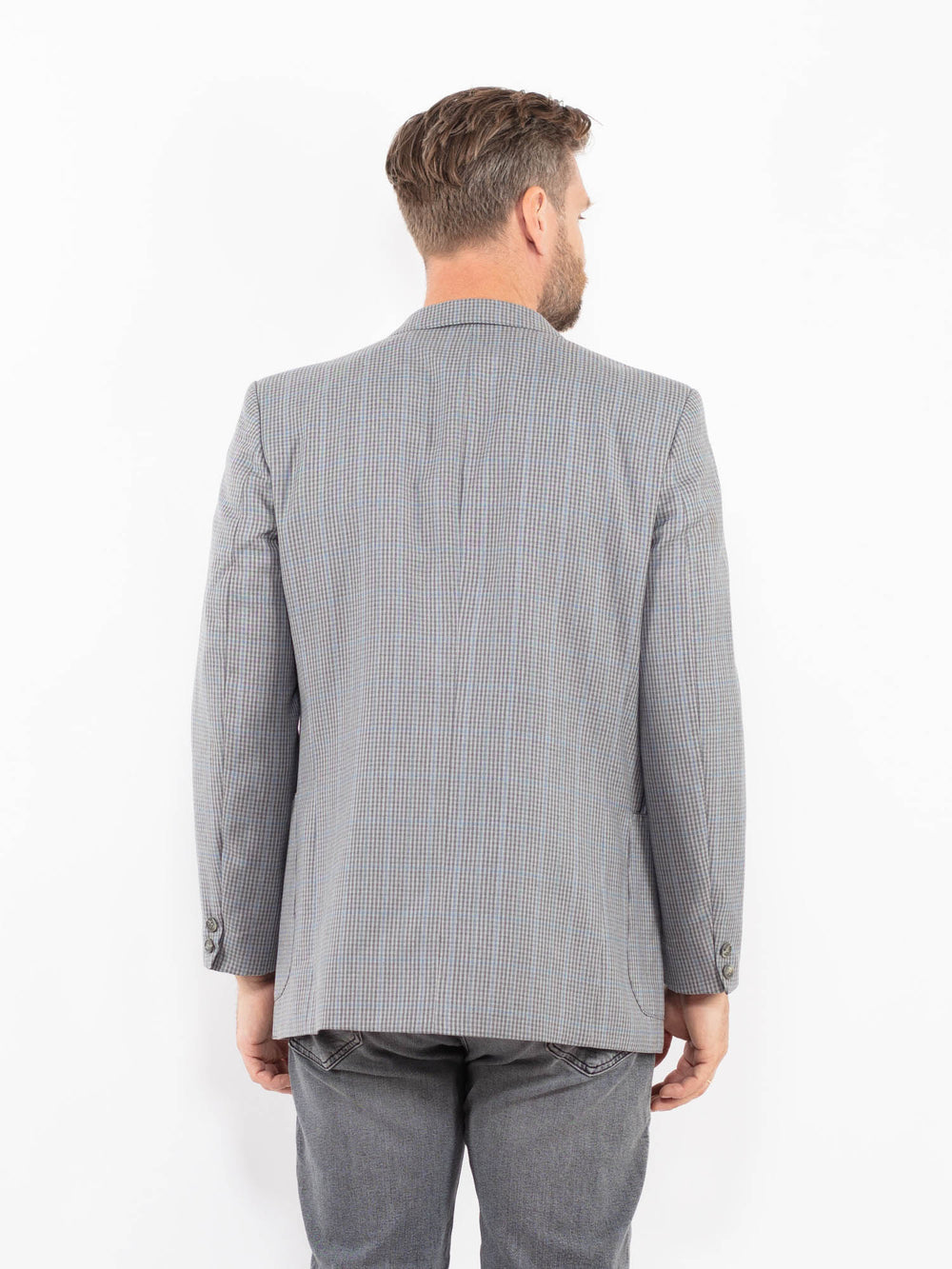 Vintage 70's Men Wool Blend Blazer Jacket in GrayZ2336