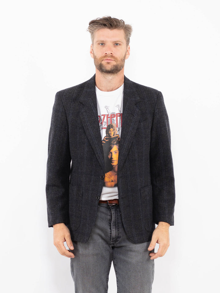 Vintage 70's Men Wool Blazer Jacket in GrayZ2340