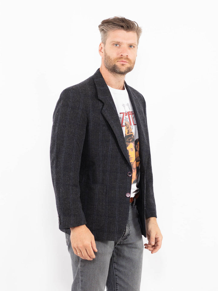 Vintage 70's Men Wool Blazer Jacket in GrayZ2340
