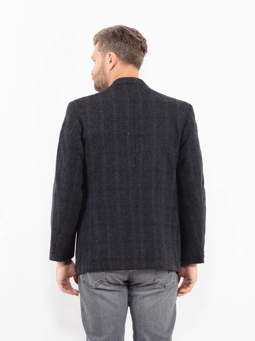 Vintage 70's Men Wool Blazer Jacket in GrayZ2340
