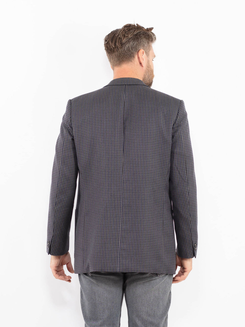 Vintage 70's Men Wool Blend Blazer Jacket in GrayZ2342