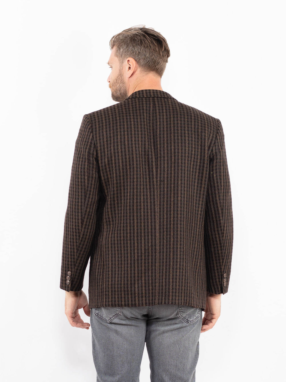 Vintage 70's Men Wool Blazer Jacket in BrownZ2347