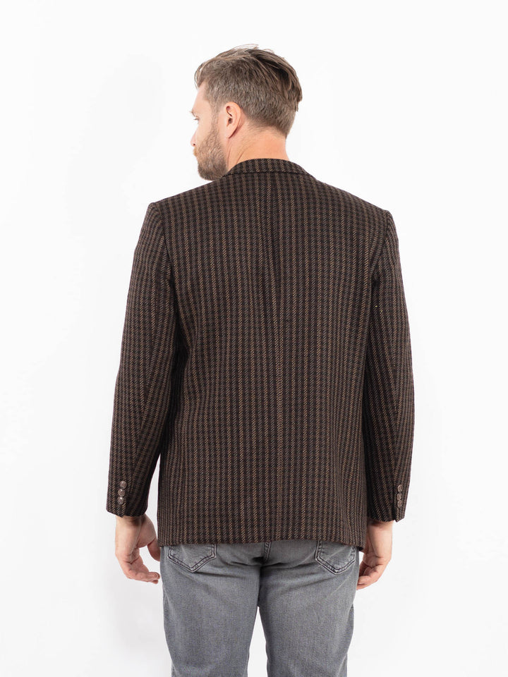 Vintage 70's Men Wool Blazer Jacket in BrownZ2347