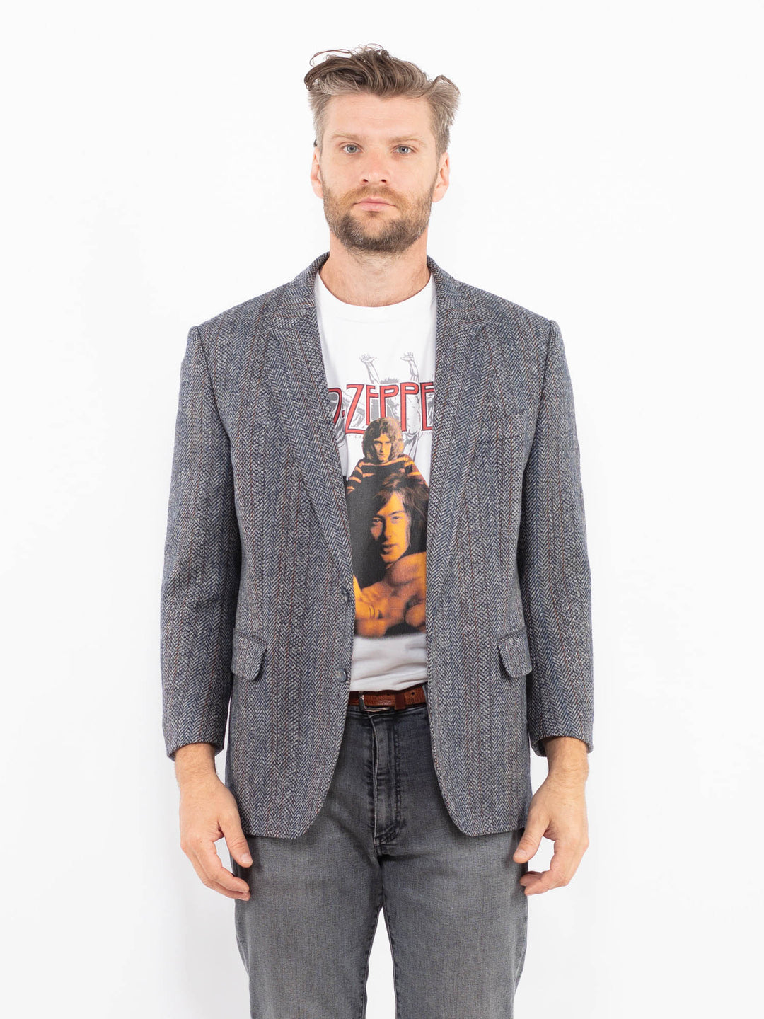 Vintage 70's Men Wool Blazer Jacket in BlueZ2348