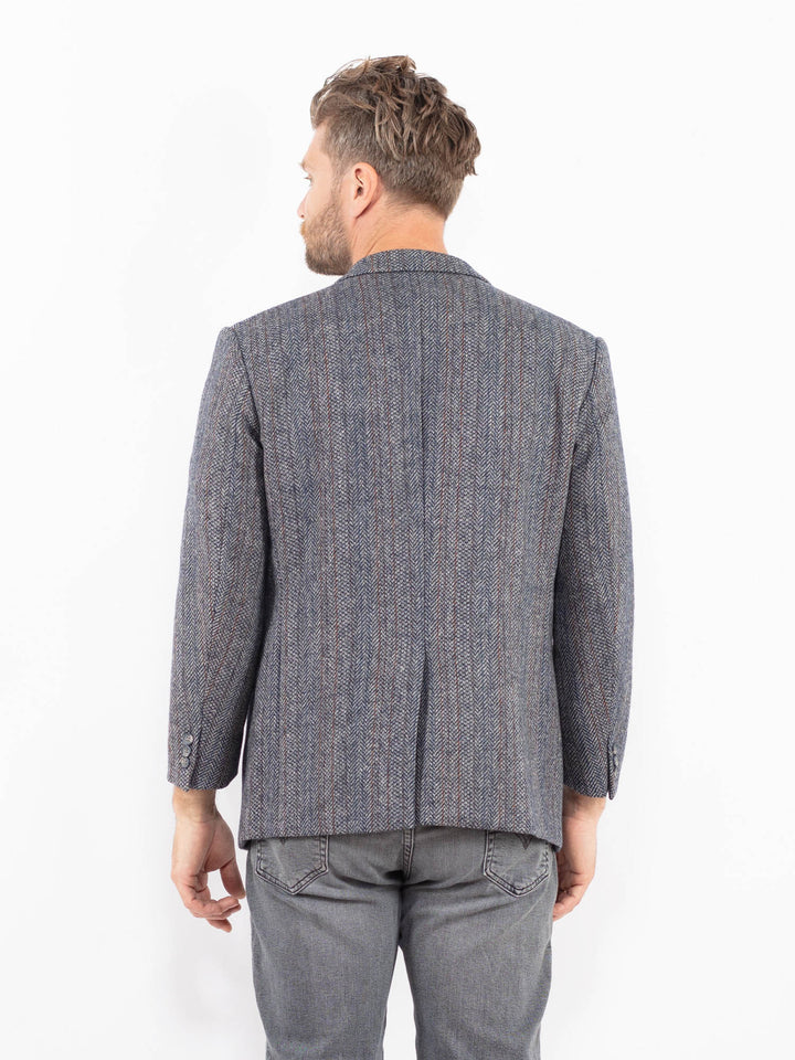 Vintage 70's Men Wool Blazer Jacket in BlueZ2348