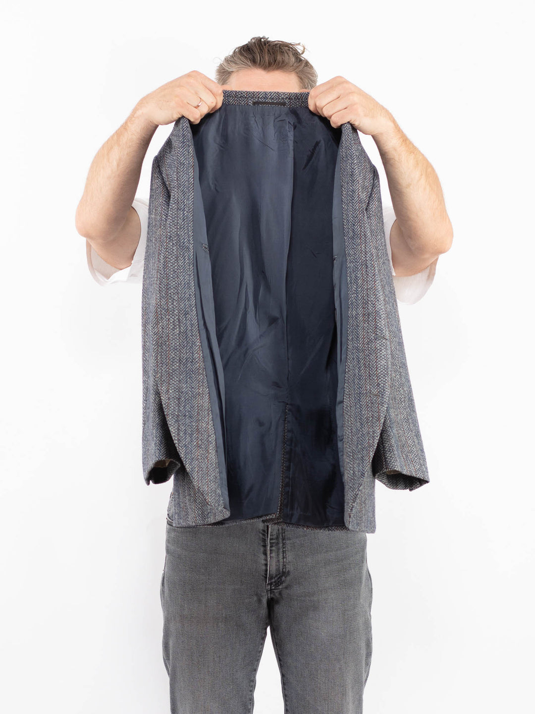 Vintage 70's Men Wool Blazer Jacket in BlueZ2348