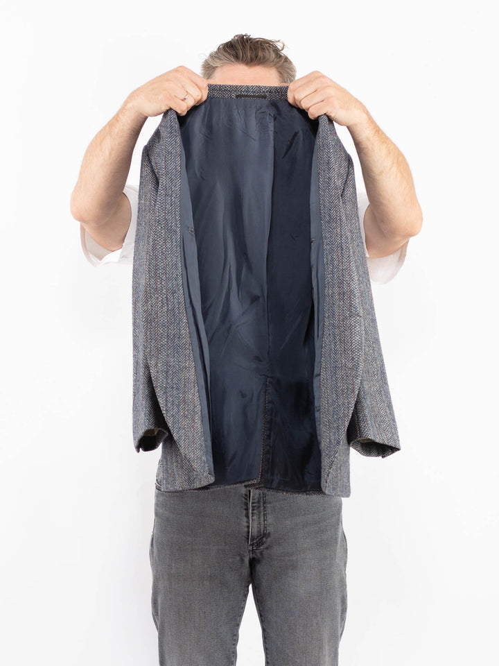 Vintage 70's Men Wool Blazer Jacket in BlueZ2348