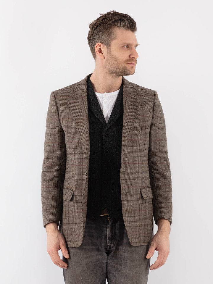 Vintage 70's Men Wool Blazer Jacket in BrownZ1016