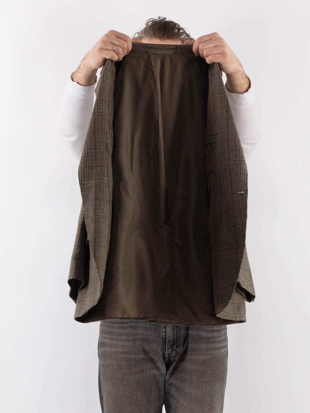 Vintage 70's Men Wool Blazer Jacket in BrownZ1016