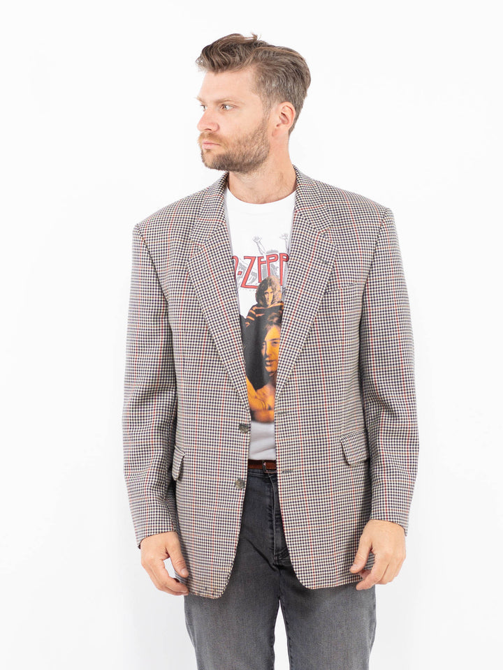 Vintage 70's Men Wool Blazer Jacket in Gray