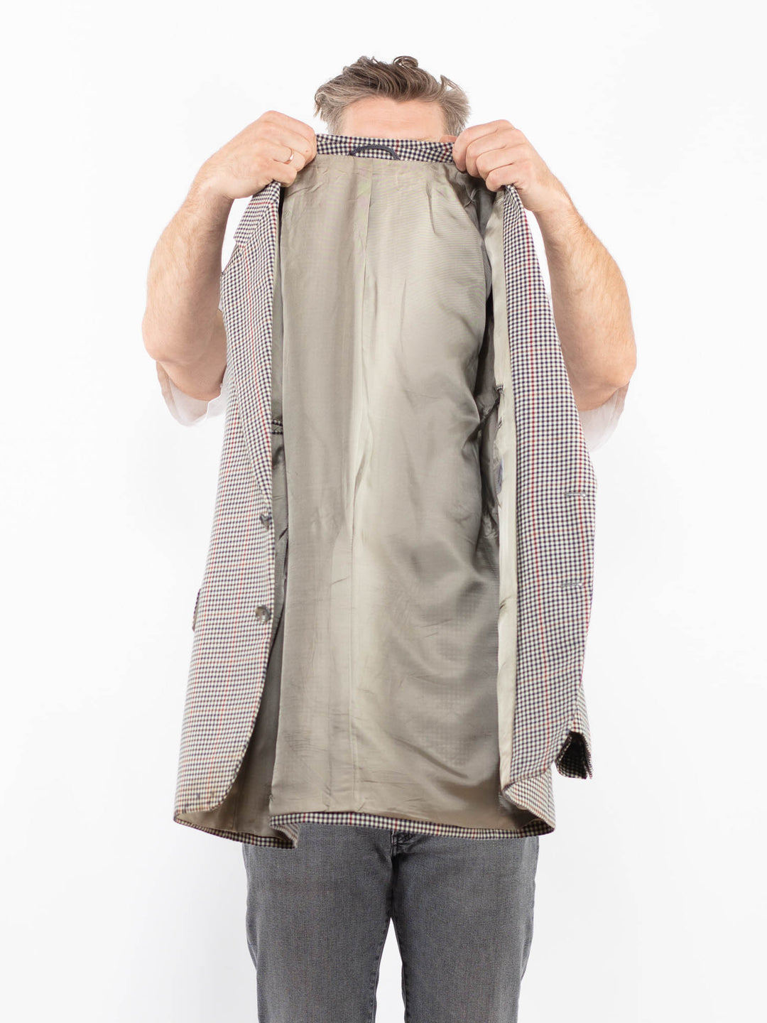 Vintage 70's Men Wool Blazer Jacket in Gray