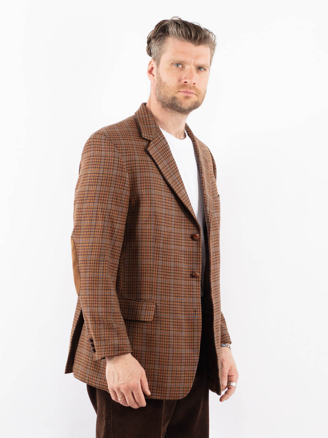 Vintage 70's Men Wool Blend Blazer Vest in BrownZ1705
