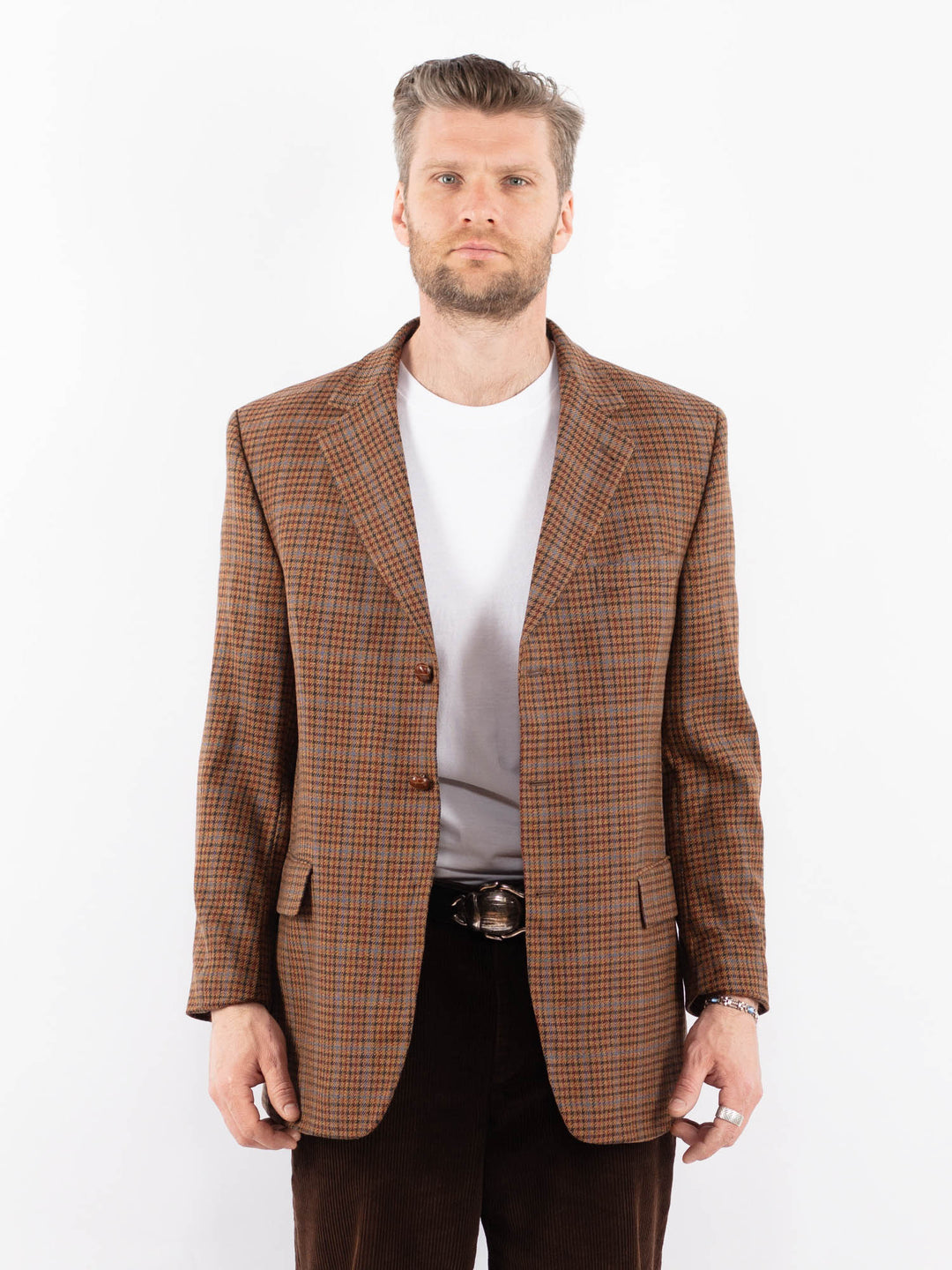 Vintage 70's Men Wool Blend Blazer Vest in BrownZ1705