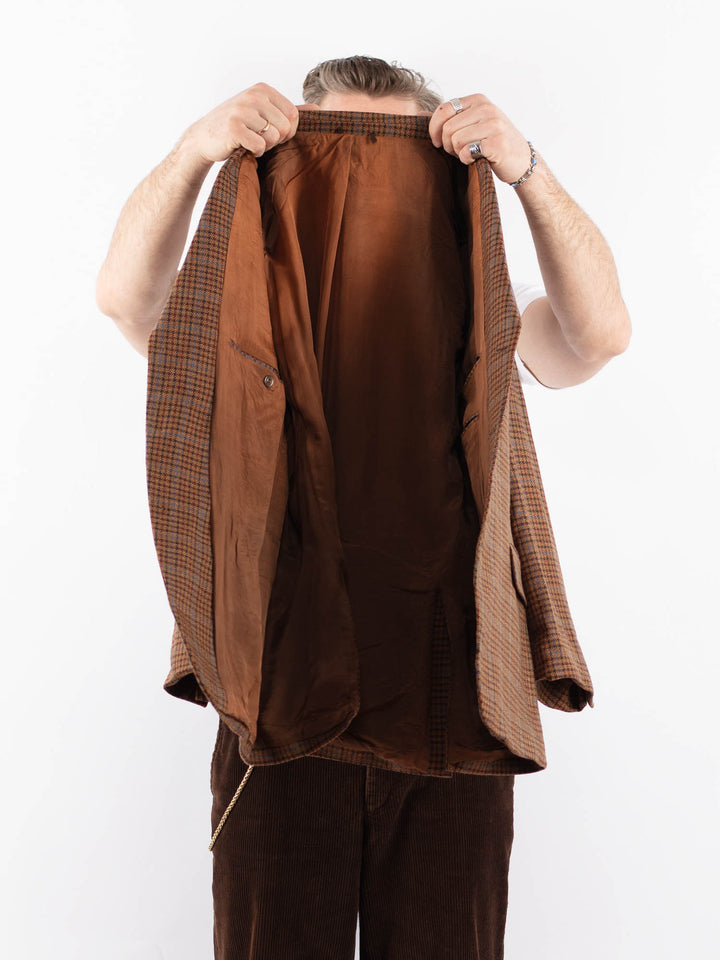 Vintage 70's Men Wool Blend Blazer Vest in BrownZ1705