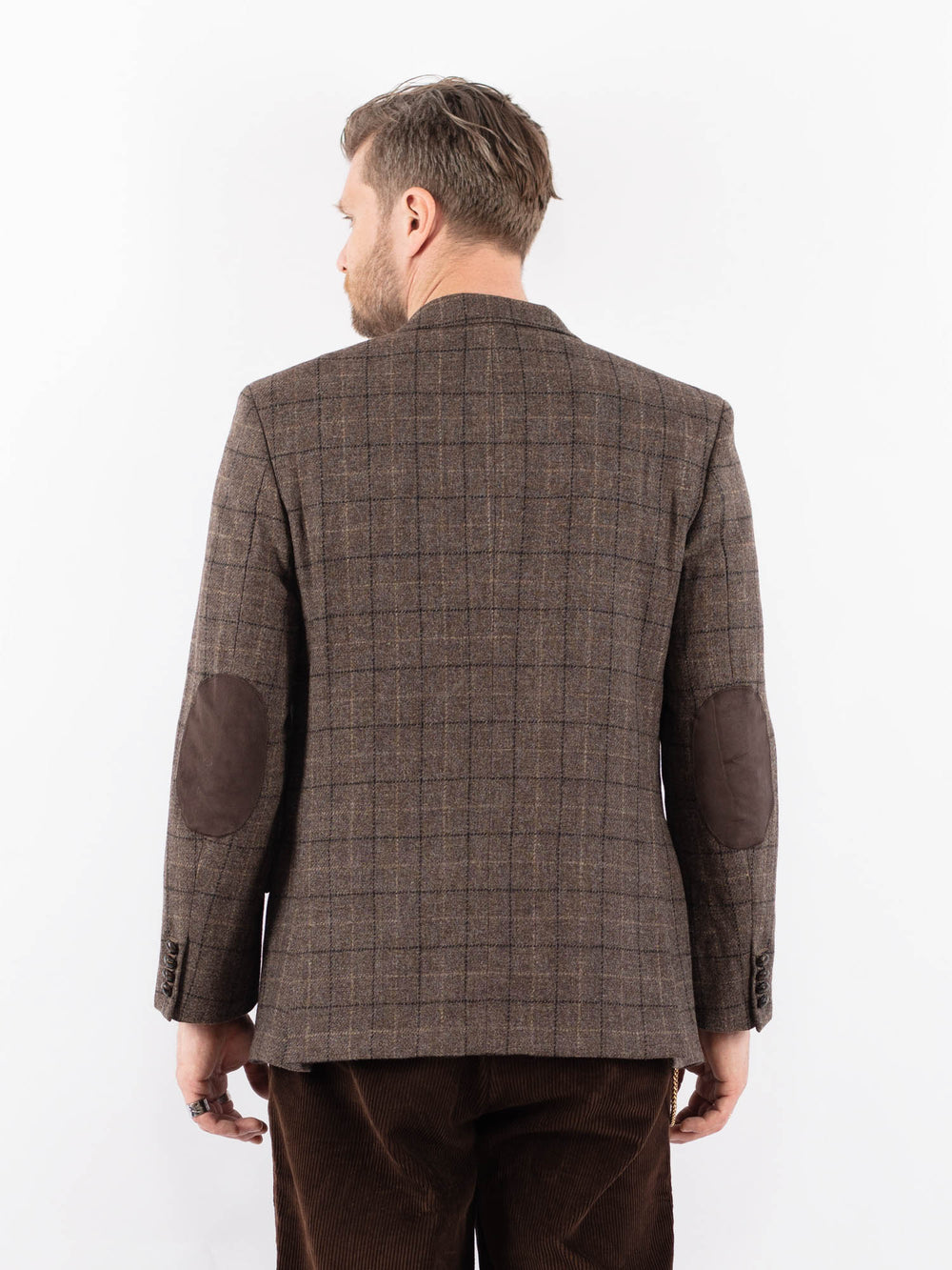 Vintage 70's Men Wool Blend Blazer Jacket in BrownZ1706