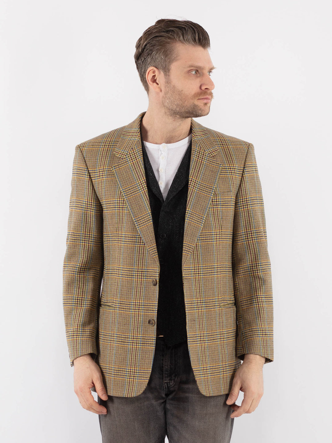 Vintage 70's Men Wool Blazer Jacket in MultiZ1055