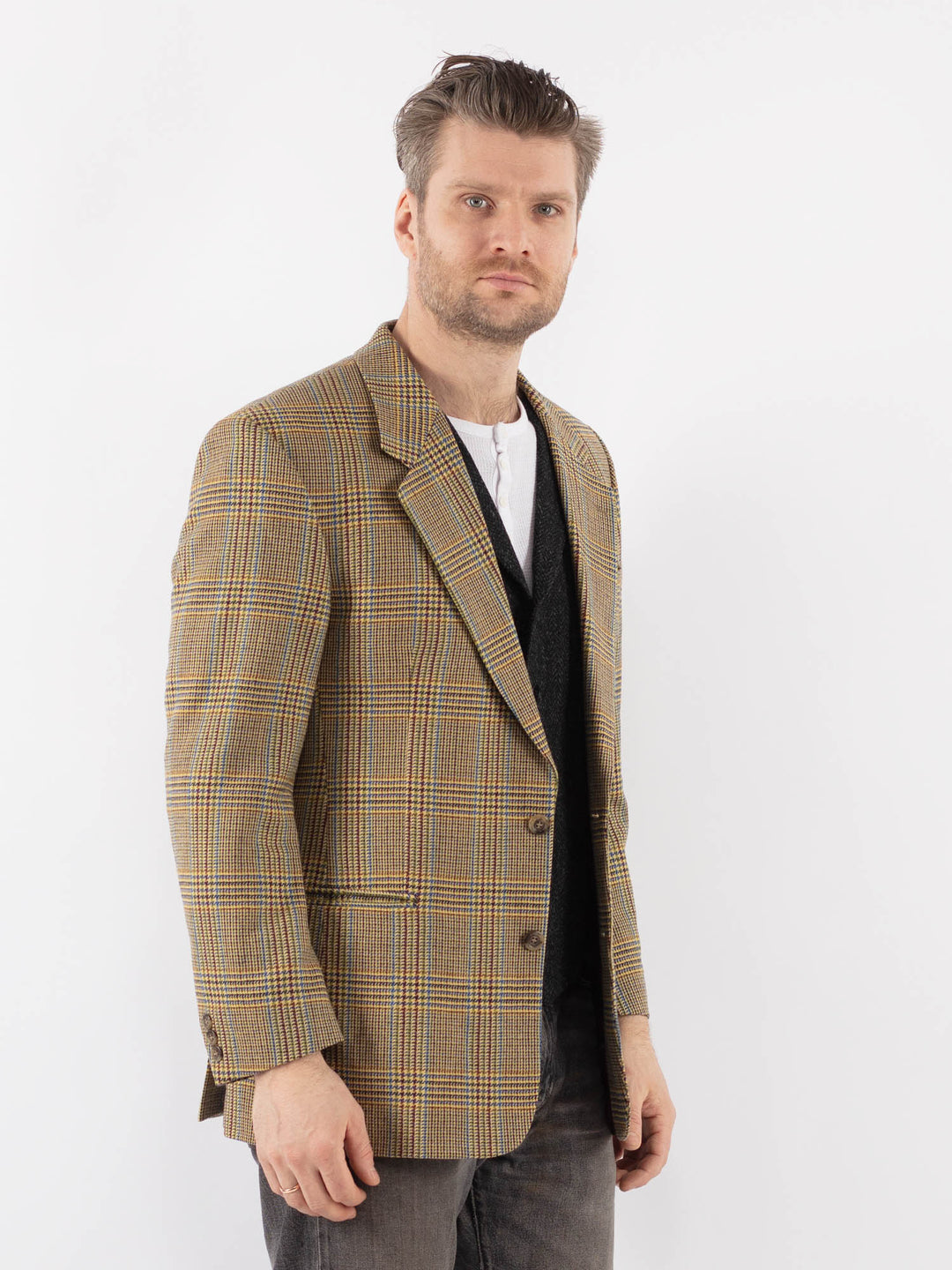 Vintage 70's Men Wool Blazer Jacket in MultiZ1055