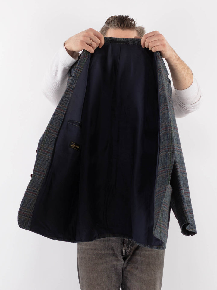 Vintage 70's Men Wool Blazer Jacket in BlueZ1074