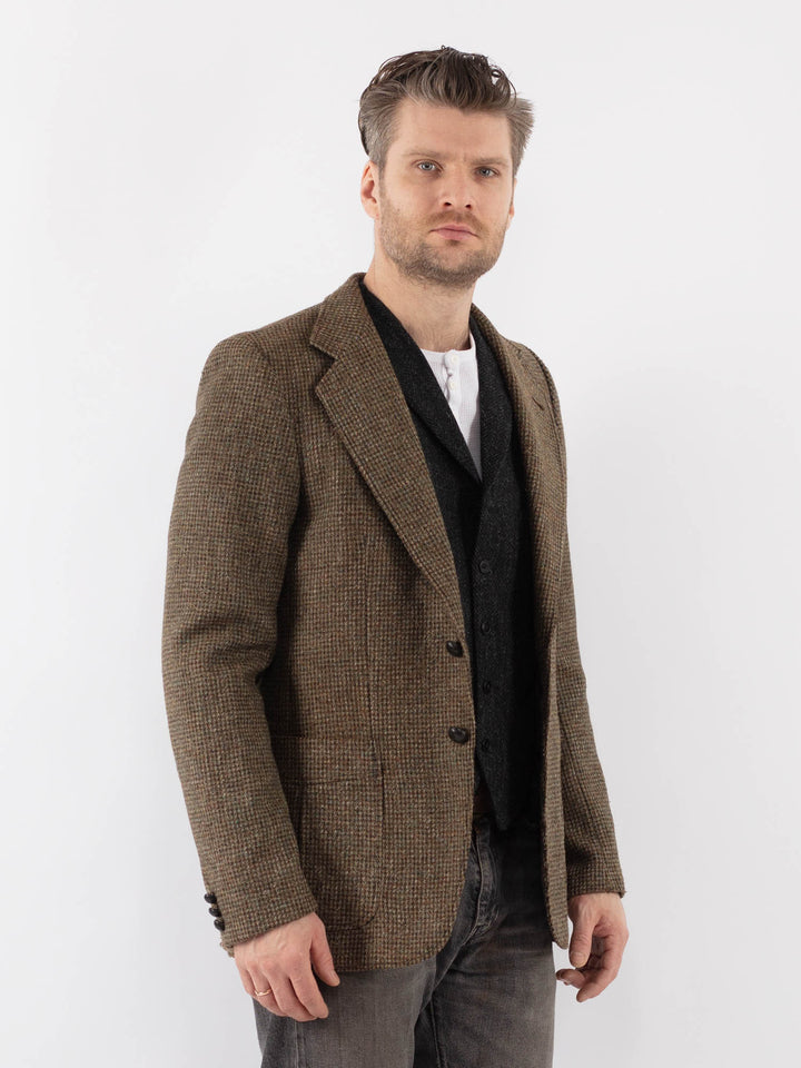 Vintage 70's Men Wool Blend Blazer Jacket in BeigeZ1087