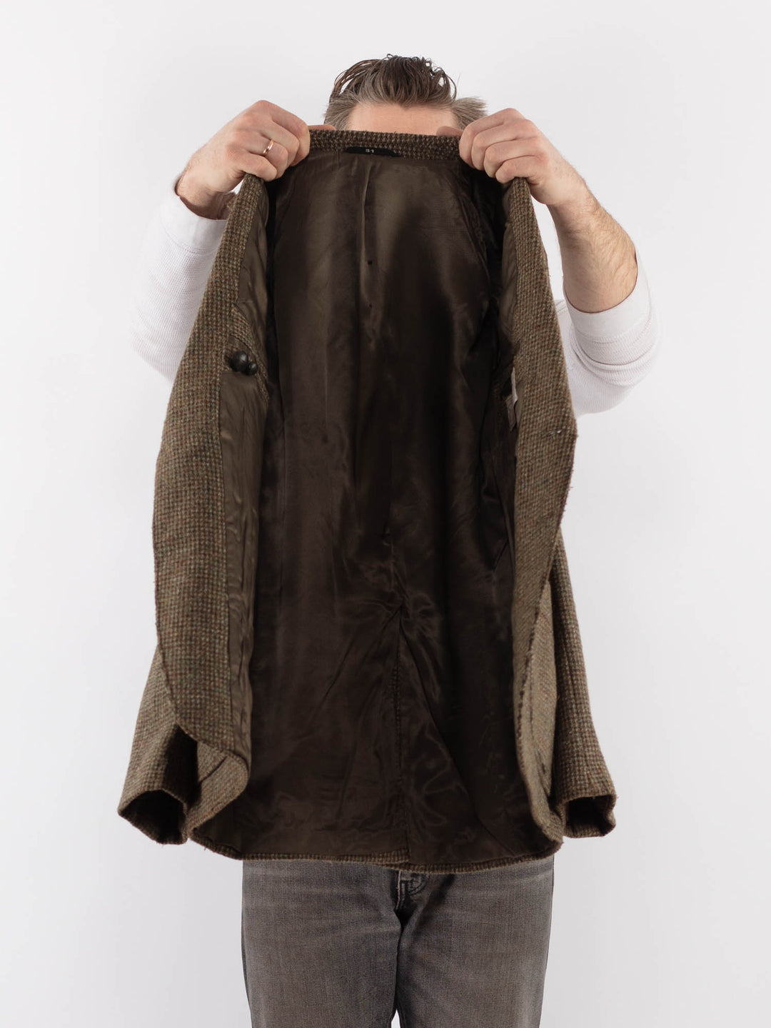 Vintage 70's Men Wool Blend Blazer Jacket in BeigeZ1087