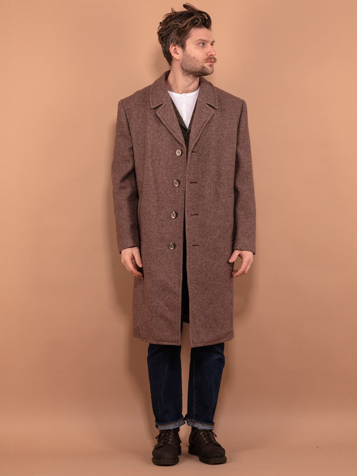 Vintage 70's Men Wool Coat in Brown - NorthernGrip