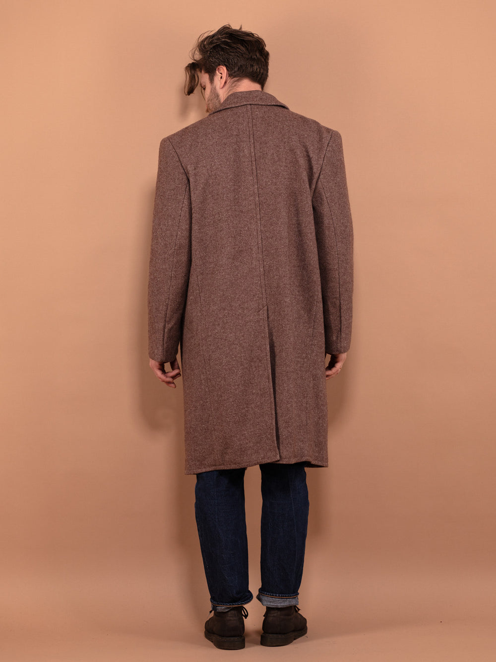 Vintage 70's Men Wool Coat in Brown - NorthernGrip