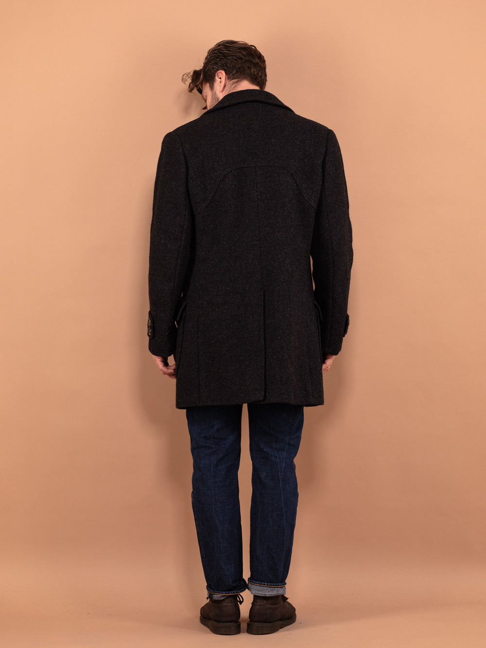 Vintage 70's Men Wool Coat in Gray - NorthernGrip
