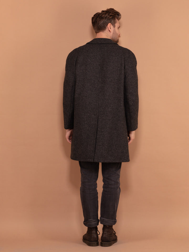 Vintage 70's Men Wool Coat in Grey - NorthernGrip