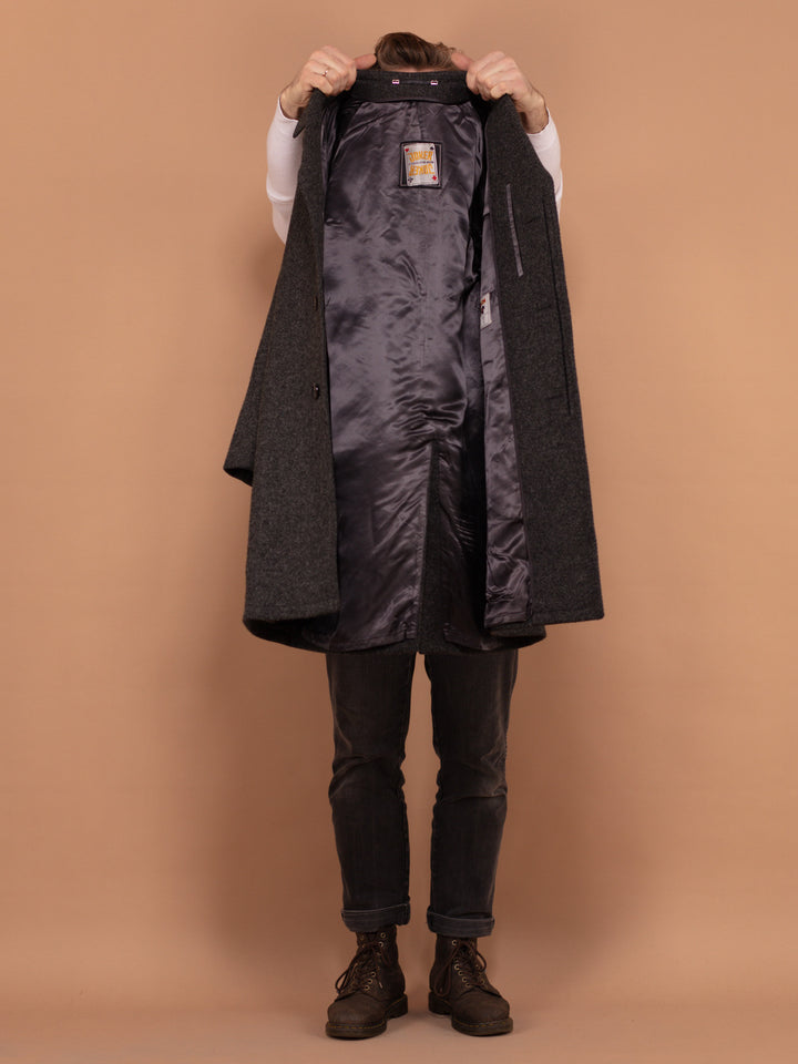 Vintage 70's Men Wool Coat in Grey - NorthernGrip