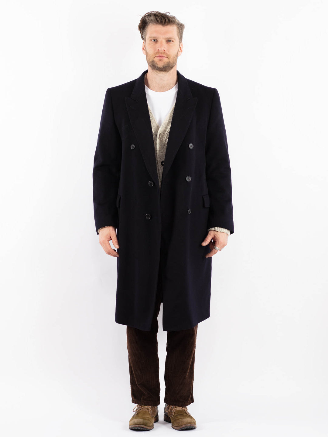 Vintage 70's Men Wool Coat in BlueZ1593