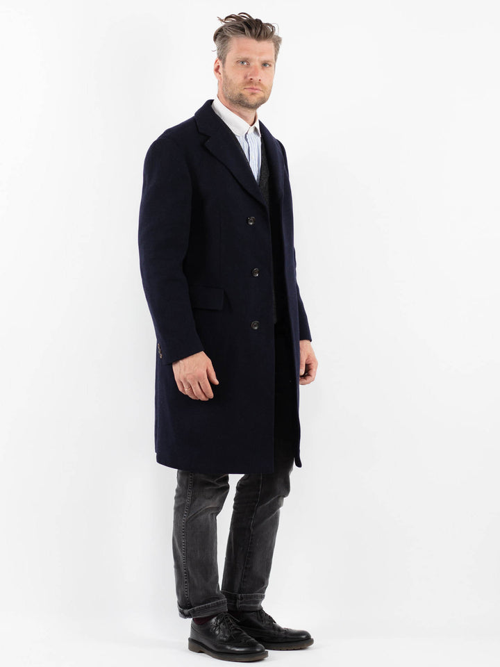 Vintage 70's Men Wool Coat in BlueZ1754