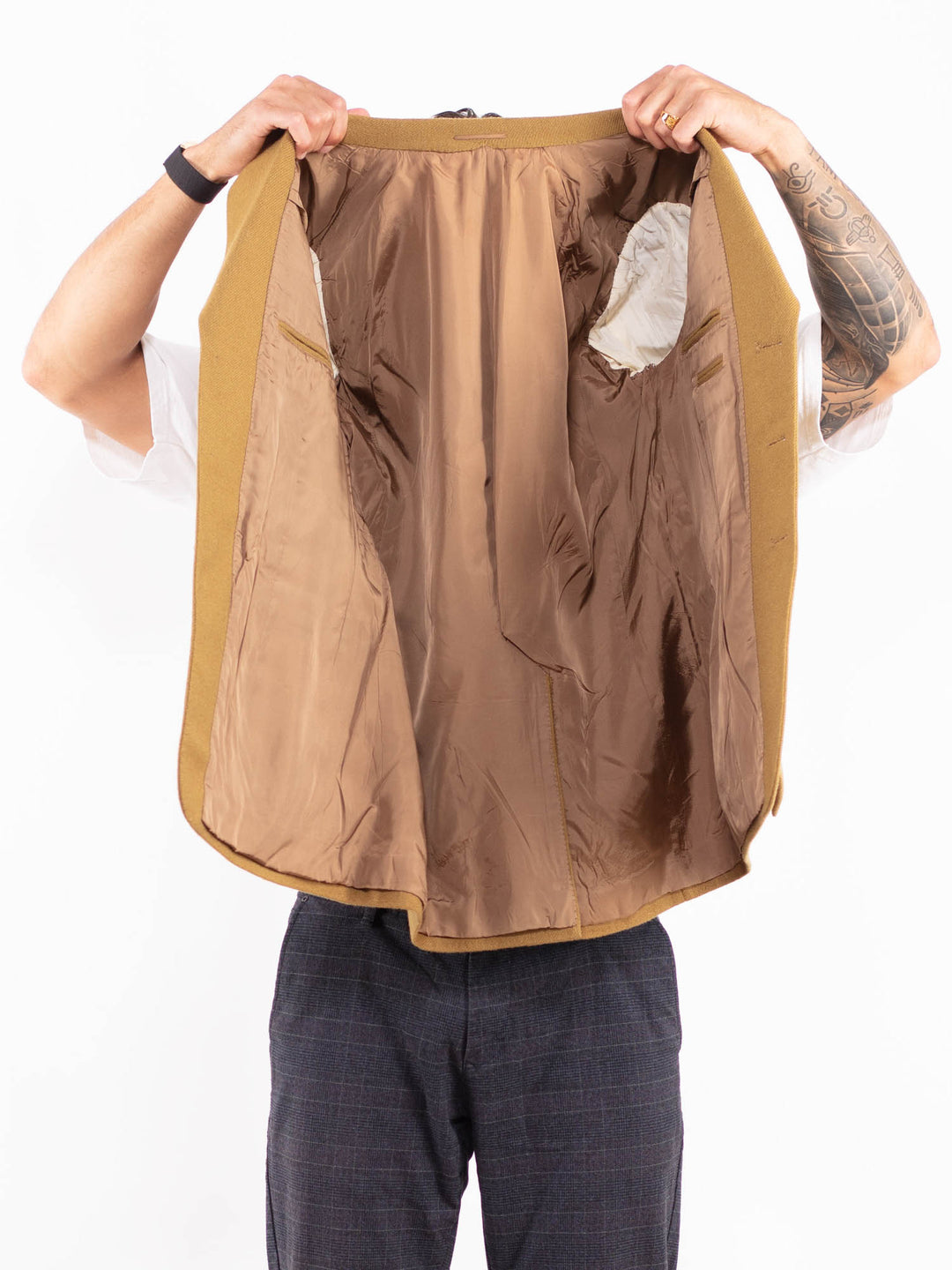 Vintage 70's Men Wool Blazer Jacket in Olive Green