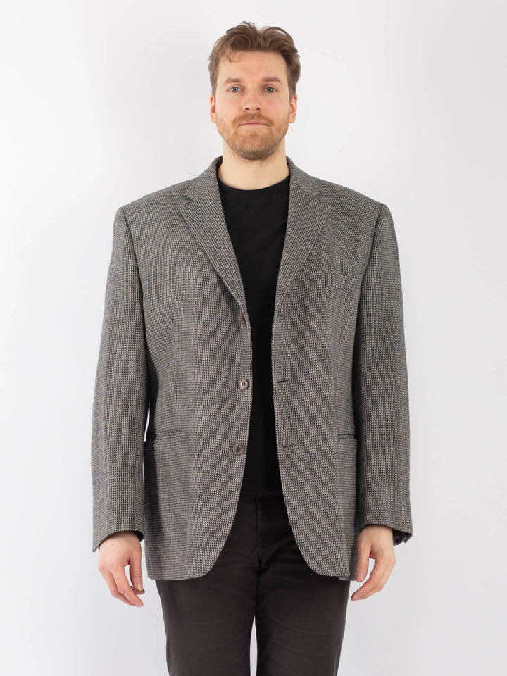 Vintage 70's Men Wool Blazer Jacket in Gray