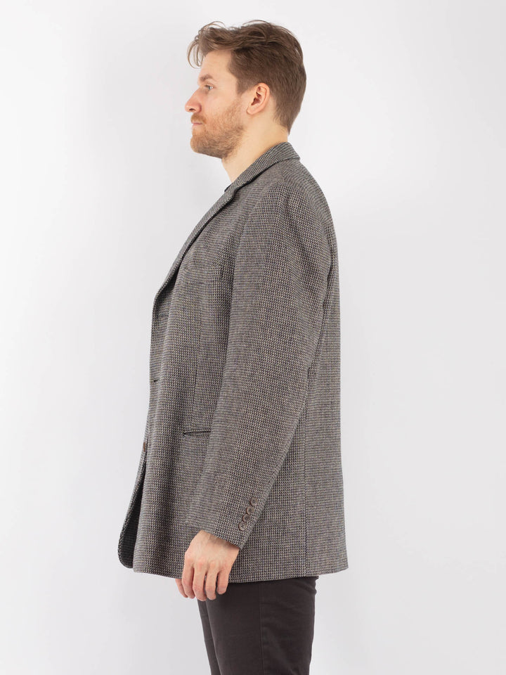 Vintage 70's Men Wool Blazer Jacket in Gray