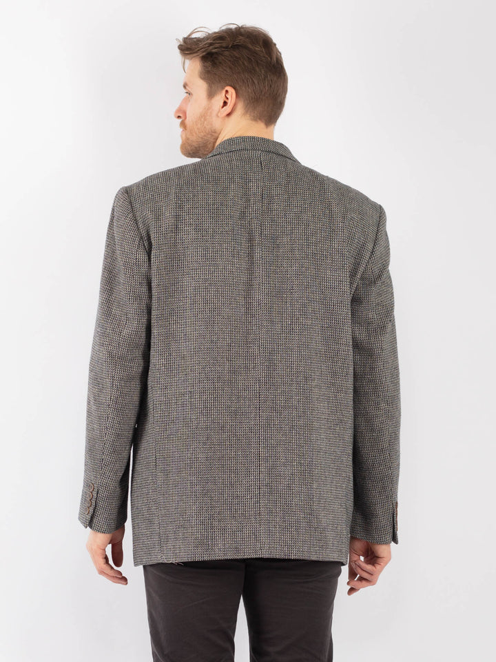 Vintage 70's Men Wool Blazer Jacket in Gray