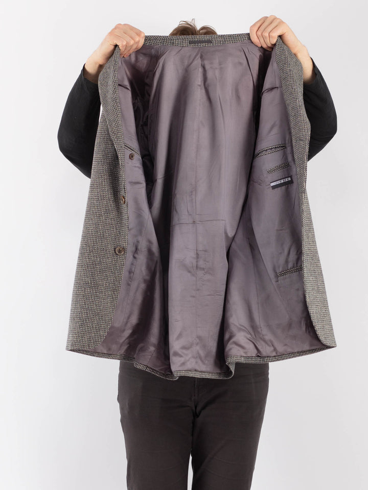 Vintage 70's Men Wool Blazer Jacket in Gray