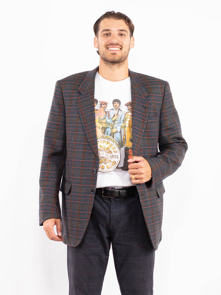 Vintage 70's Men Wool Blazer Jacket in Multi