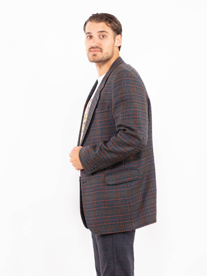 Vintage 70's Men Wool Blazer Jacket in Multi