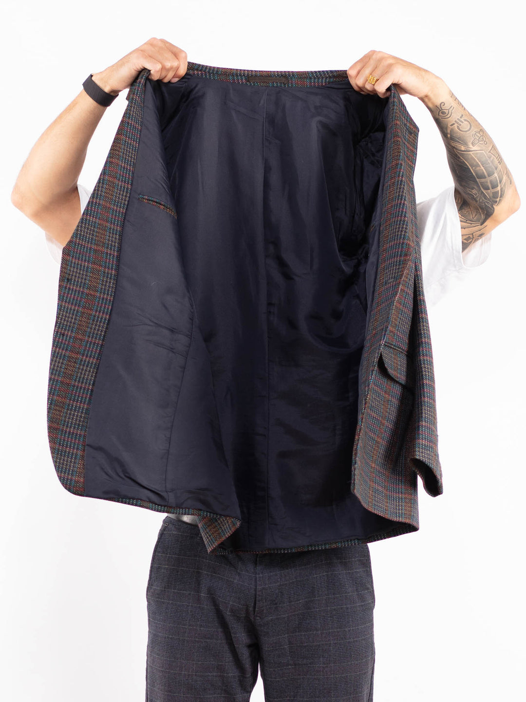 Vintage 70's Men Wool Blazer Jacket in Multi