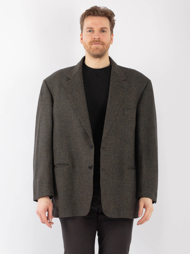 Vintage 70's Men Wool Blazer Jacket in Green