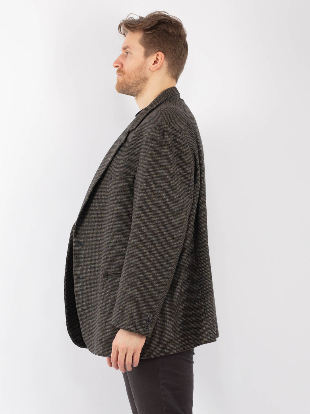 Vintage 70's Men Wool Blazer Jacket in Green