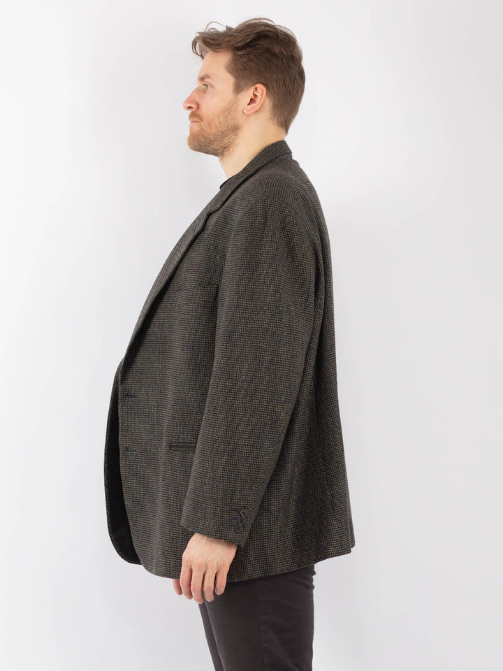 Vintage 70's Men Wool Blazer Jacket in Green