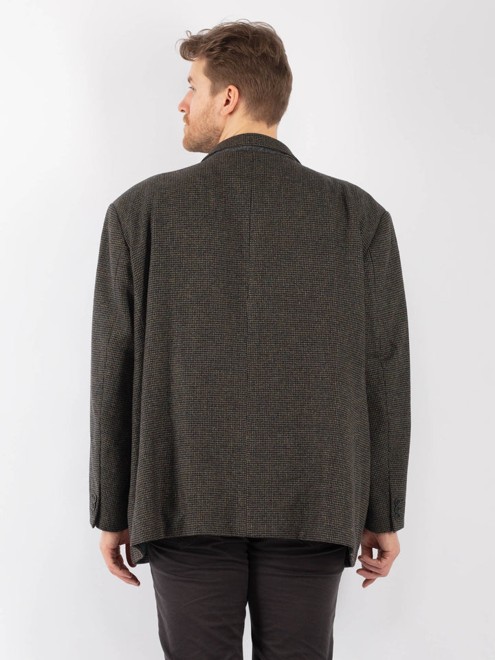 Vintage 70's Men Wool Blazer Jacket in Green