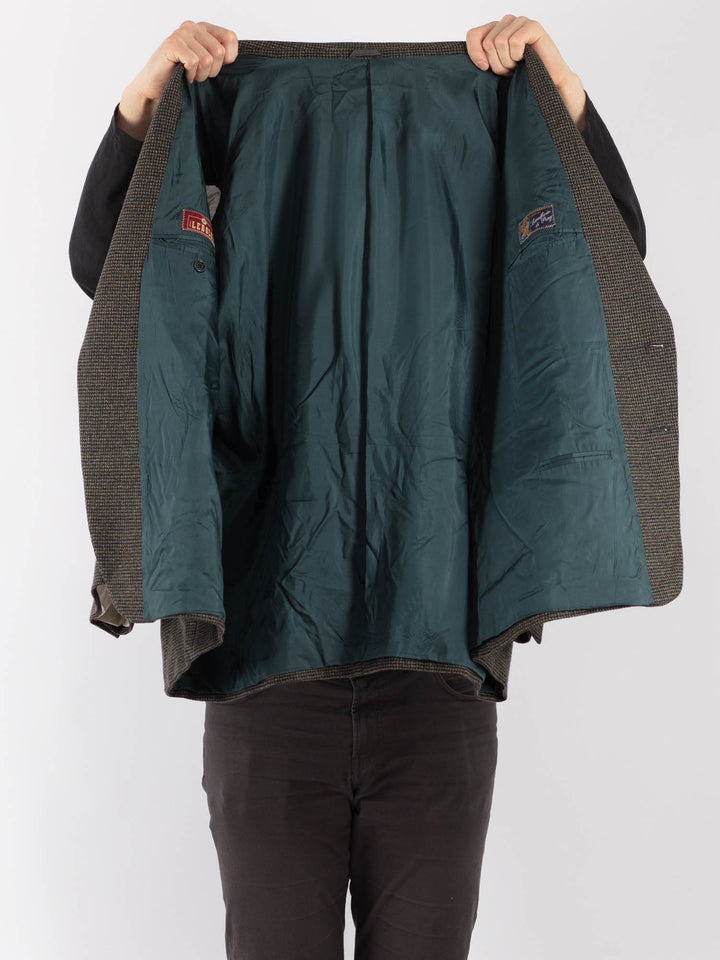 Vintage 70's Men Wool Blazer Jacket in Green