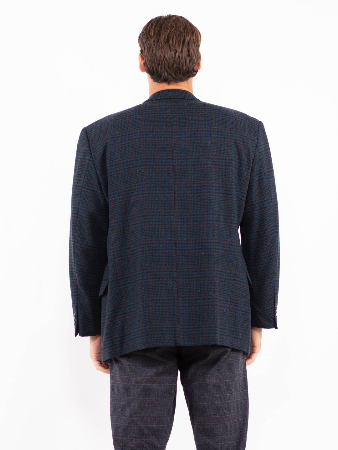 Vintage 70's Men Wool Blazer Jacket in Blue