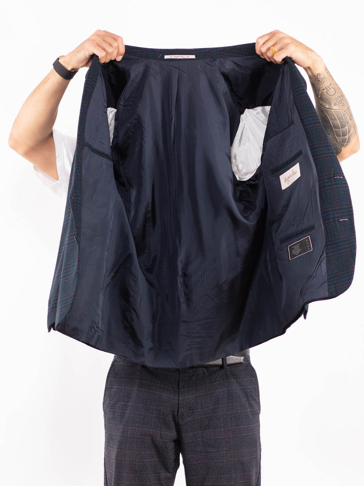 Vintage 70's Men Wool Blazer Jacket in Blue